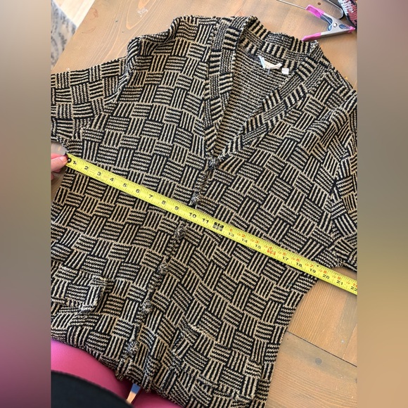 Vintage French Rags Black and Tan Geometric Cardigan Size Medium - Picture 4 of 5